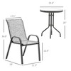 3 Pieces Bistro Set, Small Patio Furniture Set with Stackable Chairs and Glass Table for Backyard, Balcony - 3 of 4