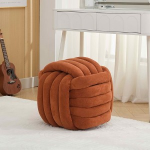 MAYEERTY Chenille Knot Design Ottoman, Makeup Stool Footstool, Living Room Bedroom, Orange - 1 of 4