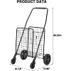 Folding Shopping Cart with 22 Gallon Large Basket, Grocery Cart with 360° Swivel Wheels, 110 Lbs Large Capacity Utility Cart for Shopping, Grocery - 3 of 4