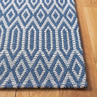 Artisan Blue and Grey Cotton Geometric Flatweave Rug, 2'4" x 3'8"