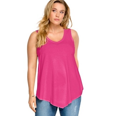 ellos Plus Size V-Neck Pointed Front Tank
