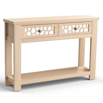 Tangkula 2-tier Console Entryway Table w/ Drawers for Living Room Entrance Rustic