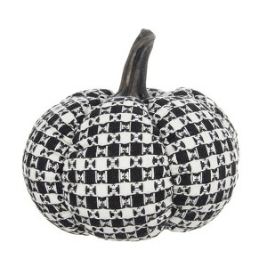 SEVOBAL Party Decorations and Accessories Fabric Black Pumpkin Decor Farmhouse-Inspired Accent for Halloween Fall Decoration, Black White, 8"*7"*6.7" - 1 of 4