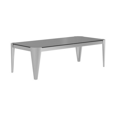 Coffee Table with Glass Tabletop and Metal Legs Silver - Benzara