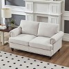 Modern Classic Upholstered Sofa, Polyester/Faux Leather Sofa Couch with Nailhead Trim & Storage - ModernLuxe - 3 of 4