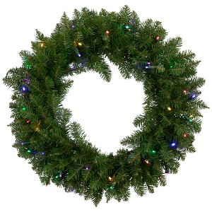 Northlight 24" Prelit LED Lights Northern Pine Artificial Christmas Wreath - Multi Lights - 1 of 4