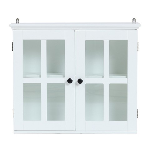 Luxenhome White Mdf Wood Glass Pane Bathroom Wall Cabinet : Target