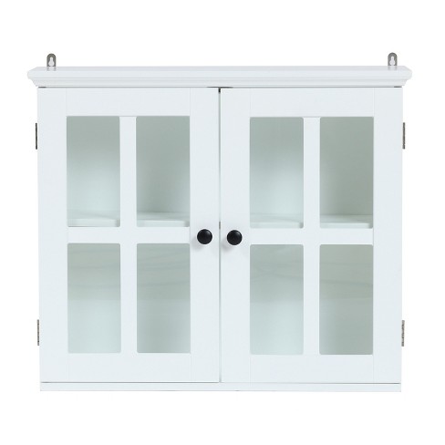 LuxenHome White Wood Storage Cabinet