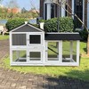 2-Story Rabbit Hutch Wooden Hutch Cage Small Animal House With Ramp No Leak Tray Weatherproof Roof For Outdoor & Indoo - 2 of 4