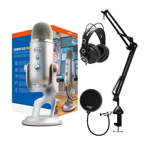 Blue Microphones Yeti USB Microphone (White Mist) with Monitor Headphones Bundle