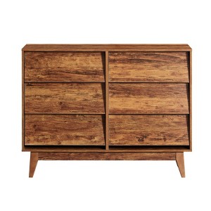 VYNXARIA Timeless Elegance Unveiled Brown Brown: 6 - Drawer Double Dresser with Vintage - Style and Bevel Design - 1 of 4