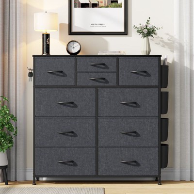 Gikpal 10 Drawers Dresser for Bedroom, Storage Drawer, Cupboards & Cabinets, Side Pockets & Hooks, Sturdy Metal Frame, Kitchen, Dinning Room