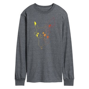 Men's - Pokémon - Colorful Pikachu Outline Long Sleeve Graphic T-Shirt - 1 of 4