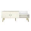 Alilang 54.30 inch Mid-Century Modern Entryway Bench with Storage Cabinet and Gold Metal Legs-Antique White - 3 of 4