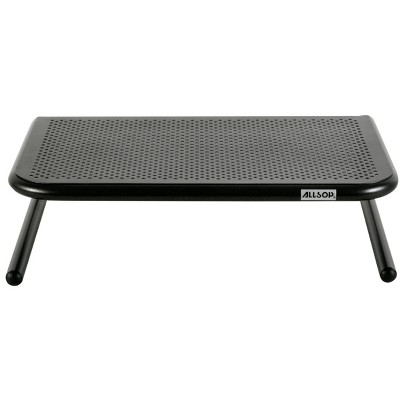 Pearl Black Steel Ergonomic Monitor Stand with Storage