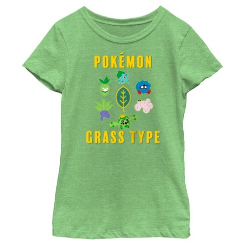 Girl's Pokemon Grass Type Group T-Shirt - Green Apple - X Small