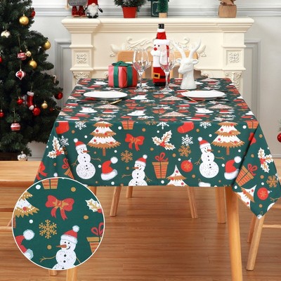 Christmas Tablecloth Washable Velvet Table Cloth, 60" x 120" Green