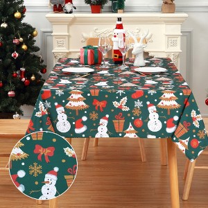 Christmas Tablecloth Washable Velvet Table Cloth, 60" x 120" Green - 1 of 4