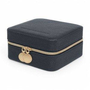 French Connection Large Travel Jewelry Box Organizer with Mirror – Faux Leather Storage for Rings, Earrings, Necklaces & Bracelets - 1 of 4