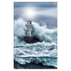 Trends International Lighthouse in the Storm Framed Wall Poster Prints - 1 of 4