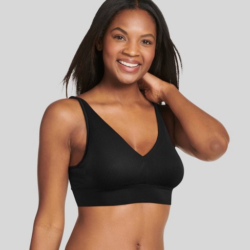 Jockey Generation™ Women's Recycled Seamfree Ribbed Plunge Bralette - Black  L