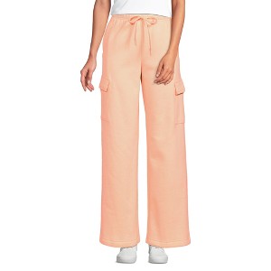 Lands' End Women's Serious Sweats High Rise Wide Leg Cargo Pants - 1 of 3