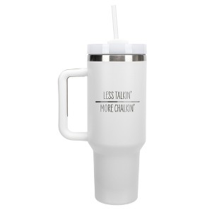 100 North Less Talkin' More Chalkin' Billards Pool Player Wrap-Around 40 Oz. Stainless Steel Water Bottle Coffee Mug, Spill & Leak Resistant, Travel - 1 of 4