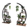 5 Tier Tall Metal Indoor Plant Stand, Half Moon Shape Garden Plant Holder, Round Flower Shelf Rack with 4 Hanging Hooks - 2 of 4
