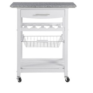 MaseiKar Mobile Rolling Kitchen Island Trolley Serving Cart with Underneath Drawer & Slide-Out Wire Storage Basket - 1 of 4