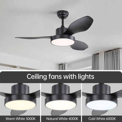 47 Inch Ceiling Fans with Lights and Remote Quiet Reversible DC Motor Modern Large Airflow Noiseless 6 Speeds Timers Indoor Outdoor for Bedroom
