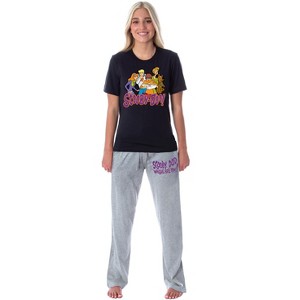 Scooby-Doo Womens' The Gang Shaggy Velma Fred Daphne Sleep Pajama Set Multicolored - 1 of 3