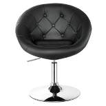 Costway 1PC Accent Chair Adjustable Modern Swivel Round Tufted Back  PU Leather Black