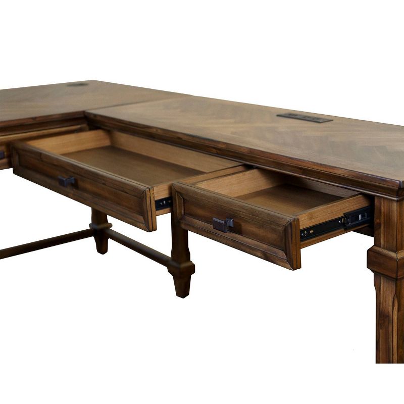 Porter Traditional Wood Open L-Desk &#38; Return Brown - Martin Furniture, 4 of 13