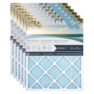 Cabana Air Filters 6 Pack Home HVAC Furnace Air Filters, Capture Unwanted Particles with Pleated Design, MERV 11, 20 x 25 x 1, White - 1 of 4