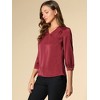INSPIRE CHIC Women's V Neck 3/4 Sleeve Casual Office Work Satin Blouses - 4 of 4