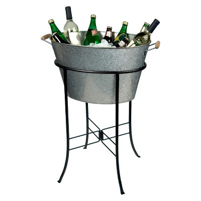 galvanized ice bucket with stand