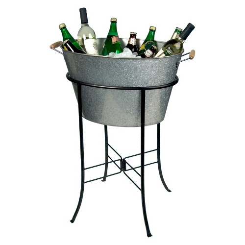 Masonware Oval Party Tub with Stand, Galvanized