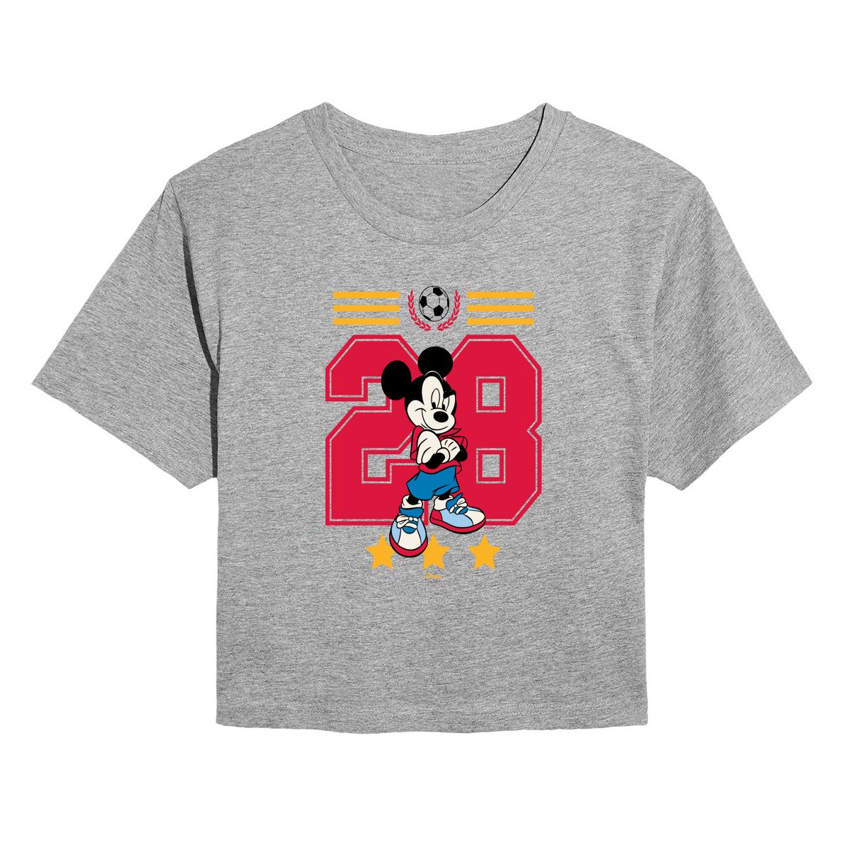 Women's - Disney - Mickey Mouse Soccer Jersey Cropped Graphic T-Shirt