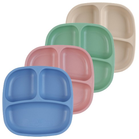 MICROWAVE DIVIDED PLATES WITH VENTED LIDS - (SET OF 4 IN ASSORTED COLORS)