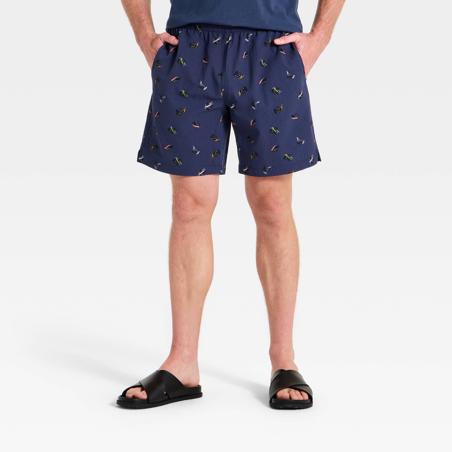 Men's 6" Fly Fish Pull-On Shorts - Goodfellow & Co™ Navy Blue