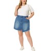 Agnes Orinda Women's Plus Size Denim Asymmetrical Slit Fashion Pockets Raw Hem Mini Skirts - 2 of 4