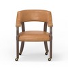 Gorman Dining and Game Chair, Walnut Finish, Saddle Faux Leather Upholstery, Rolling Casters-- Frevyn - 2 of 4