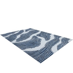 COZONY Washable Modern Striped Rug with Non-Slip Backing, Ultra-Thin Low Pile Foldable Carpet for Living Room and Bedroom - 1 of 4