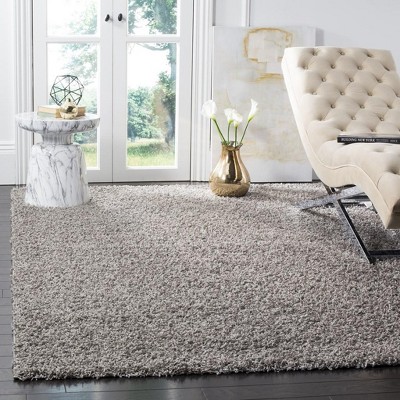 Light Grey 4' x 6' Synthetic Shag Area Rug