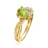 Ross-Simons 1.60 Carat Peridot Leaf Ring With Diamonds in 18kt Gold Over Sterling - 3 of 4