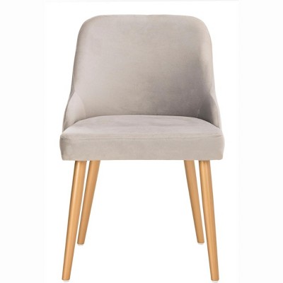 Lulu Grey Velvet Upholstered Side Chair with Gold Legs