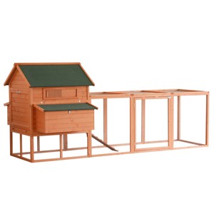 136.5" Chicken Coop Wooden Large Chicken House Deluxe Rabbit Hutch Lockable Poultry Hen Cage Backyard with Nesting Box and Run - 1 of 4