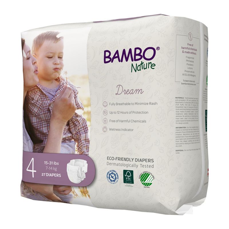 Bambo Nature Dream Baby Diapers - Eco-Friendly, Heavy Absorbency - Size 4, 15-31 lbs, 4 of 6