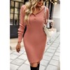 WhizMax Women's Fall Long Sleeve Knit Sweater Dress Casual V Neck Button Slim Fit Bodycon Midi Dresses - 3 of 4