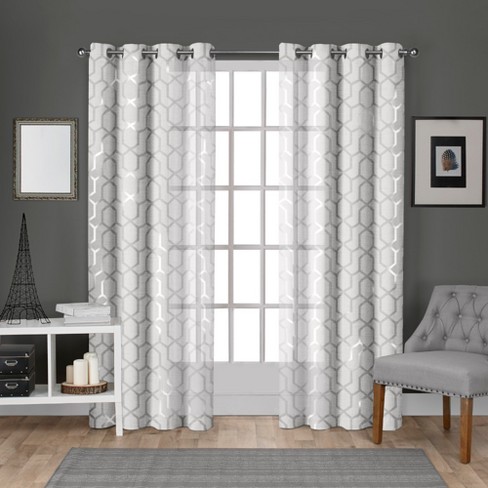 1PC PRINTED VOILE SHEER WINDOW VALANCE OR PANEL WITH SILVER GROMMETS & DESIGN 